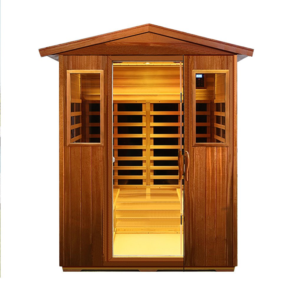 4-Person Luxury Low EMF Outdoor FAR Infrared Home Sauna With Bluetooth Audio, 2050W (96415372) - SAKSBY.com - Saunas - SAKSBY.com