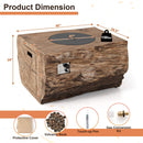 40" Rectangular Propane Fire Pit Table W/ Rocks & Gas Kit, 50K BTU (SAK21411) - Saksby Wholesale - Dimension View