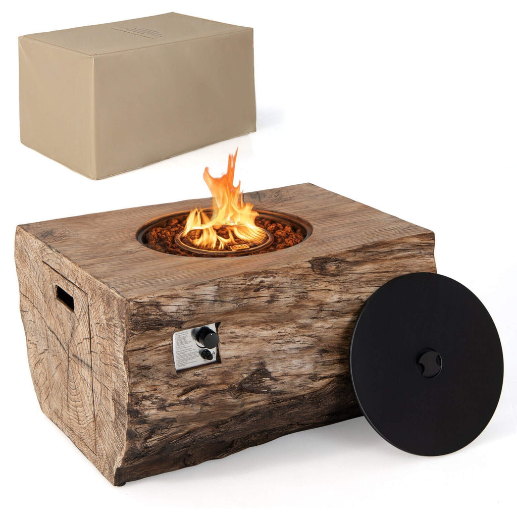 40" Rectangular Propane Fire Pit Table W/ Rocks & Gas Kit, 50K BTU (SAK21411) - Saksby Wholesale - With Box View