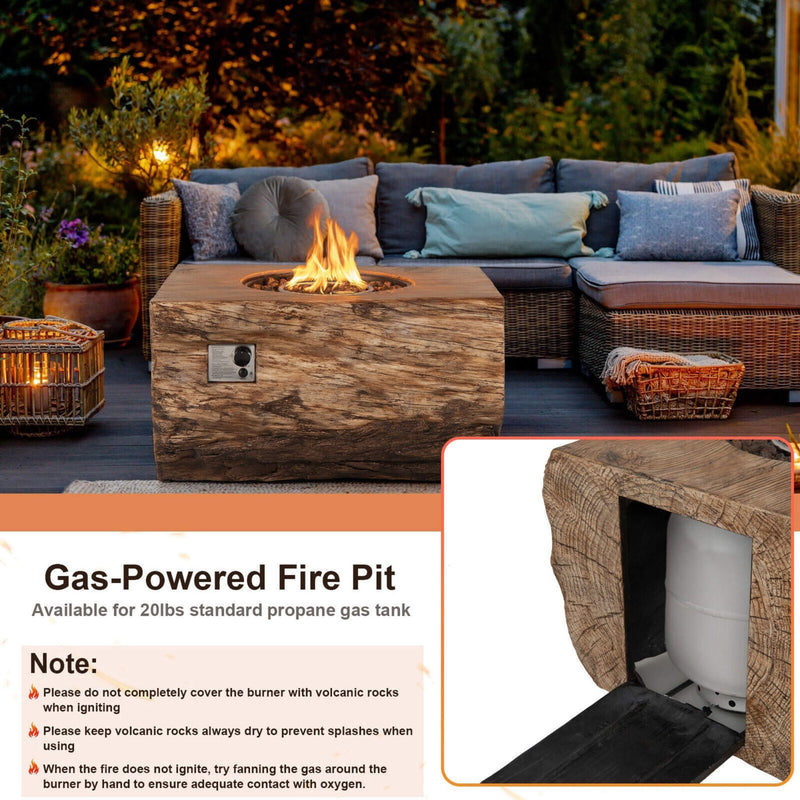 40" Rectangular Propane Fire Pit Table W/ Rocks & Gas Kit, 50K BTU (SAK21411) - Saksby Wholesale - Gas Powered View