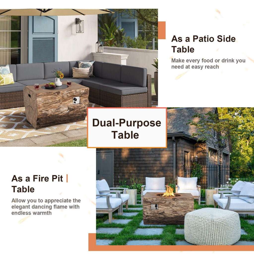 40" Rectangular Propane Fire Pit Table W/ Rocks & Gas Kit, 50K BTU (SAK21411) - Saksby Wholesale - Patio View