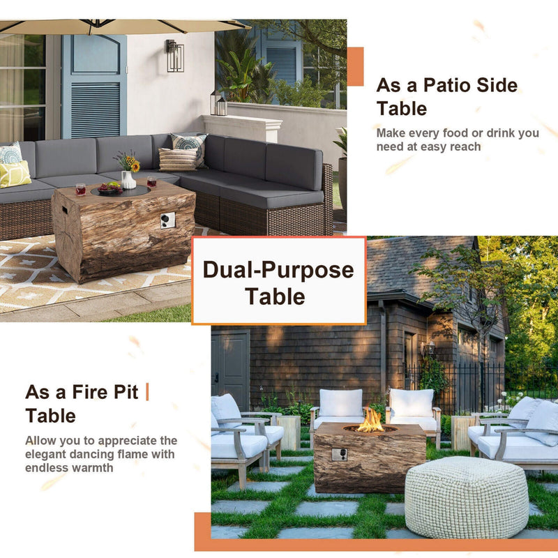 40" Rectangular Propane Fire Pit Table W/ Rocks & Gas Kit, 50K BTU (SAK21411) - Saksby Wholesale - Patio View