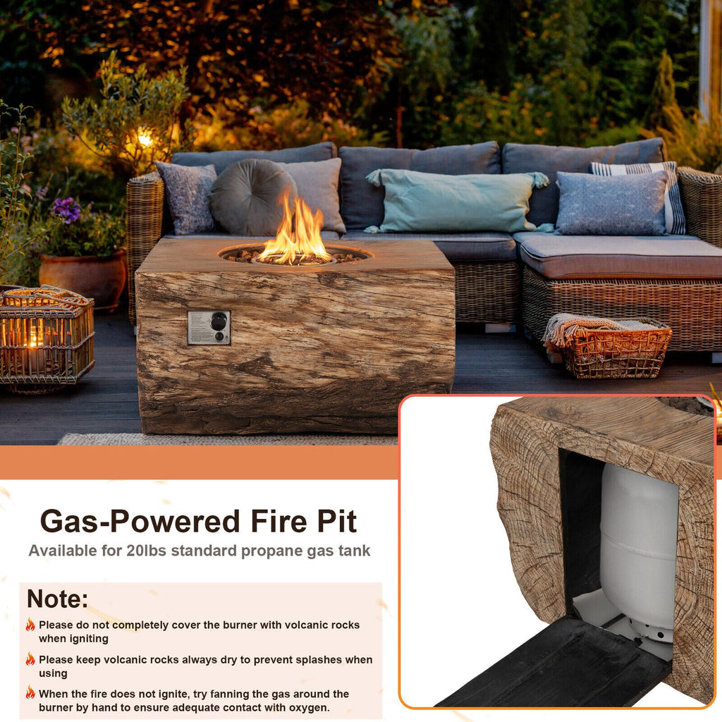 40" Rectangular Propane Fire Pit Table W/ Rocks & Gas Kit, 50K BTU (95421411) - SAKSBY.com - Propane Fire Pits - SAKSBY.com