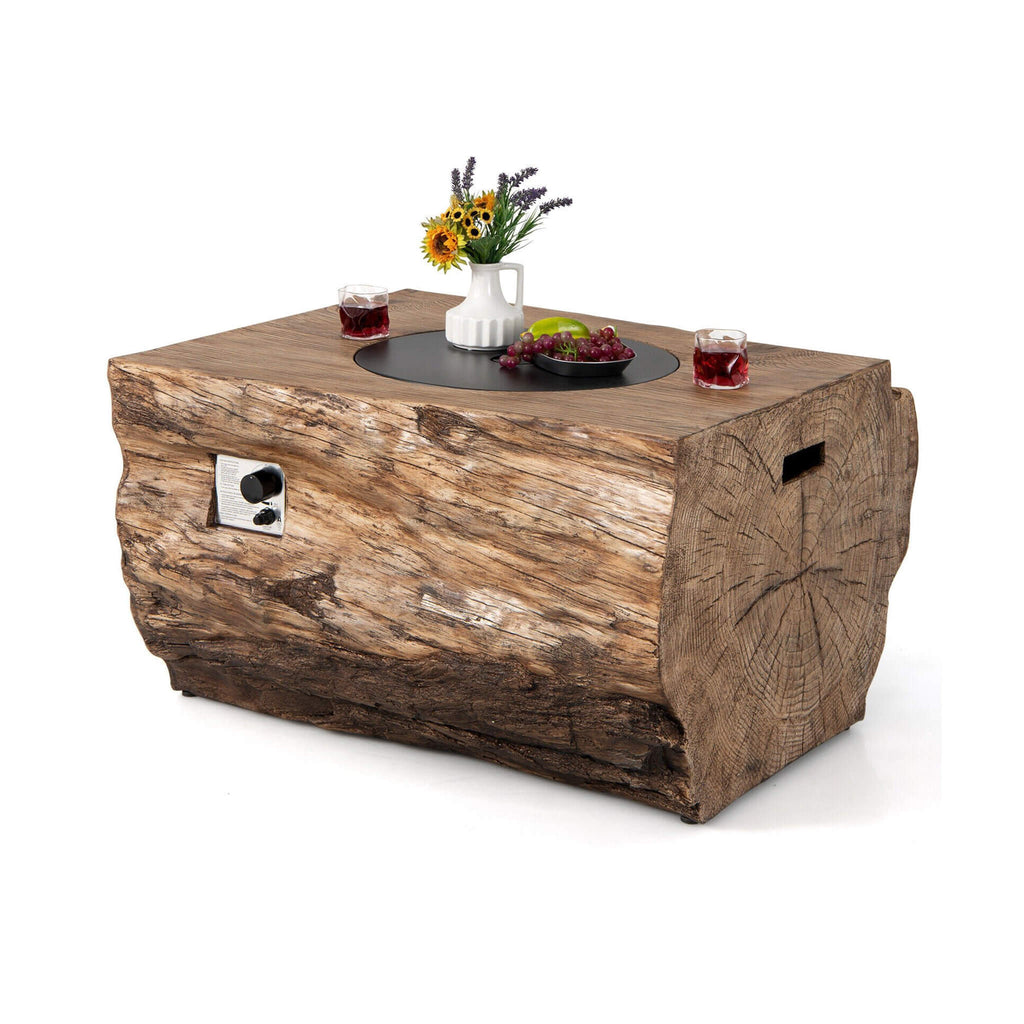 40" Rectangular Propane Fire Pit Table W/ Rocks & Gas Kit, 50K BTU (95421411) - SAKSBY.com - Propane Fire Pits - SAKSBY.com