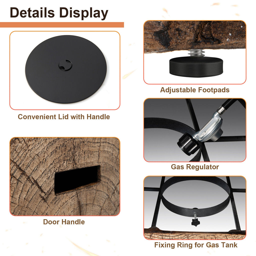 40" Rectangular Propane Fire Pit Table W/ Rocks & Gas Kit, 50K BTU (95421411) - SAKSBY.com - Propane Fire Pits - SAKSBY.com
