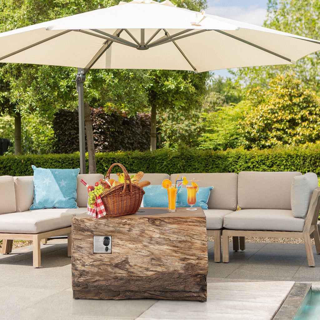 40" Rectangular Propane Fire Pit Table W/ Rocks & Gas Kit, 50K BTU (95421411) - SAKSBY.com - Propane Fire Pits - SAKSBY.com