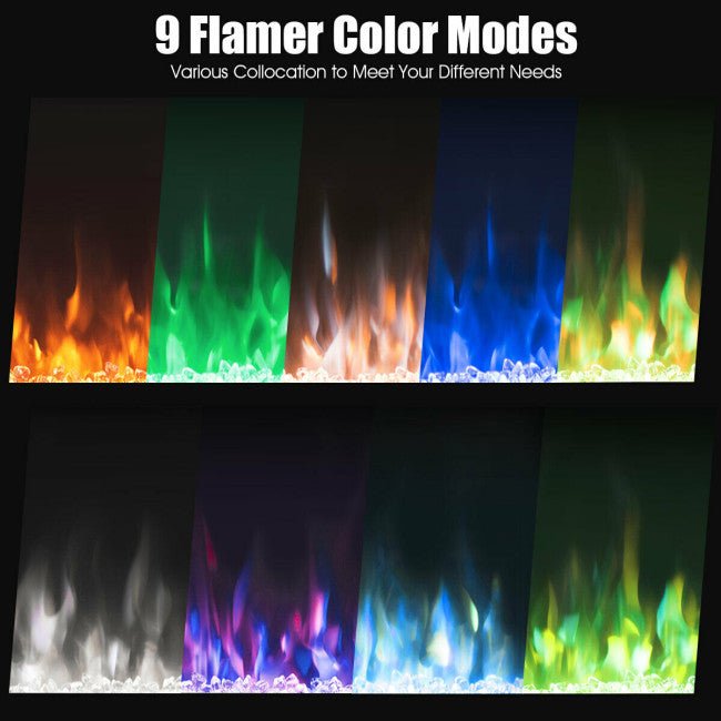 40" Small Electric Modern Fireplace Recessed Wall Mounted Heater W/ Multicolor Flame - Comparison View