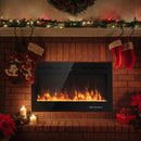 40" Small Electric Modern Fireplace Recessed Wall Mounted Heater W/ Multicolor Flame - Demonstration View