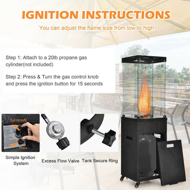 41,000 BTU Outdoor Propane Gas Patio Heater W/ Lockable Wheels (98052550) - SAKSBY.com - Home Improvement - SAKSBY.com