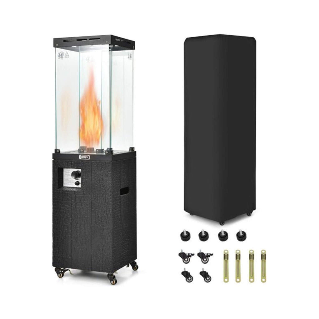 41K BTU Outdoor Propane Gas Patio Heater W/ Lockable Wheels (SAK98052) - Saksby Wholesale - Black Color