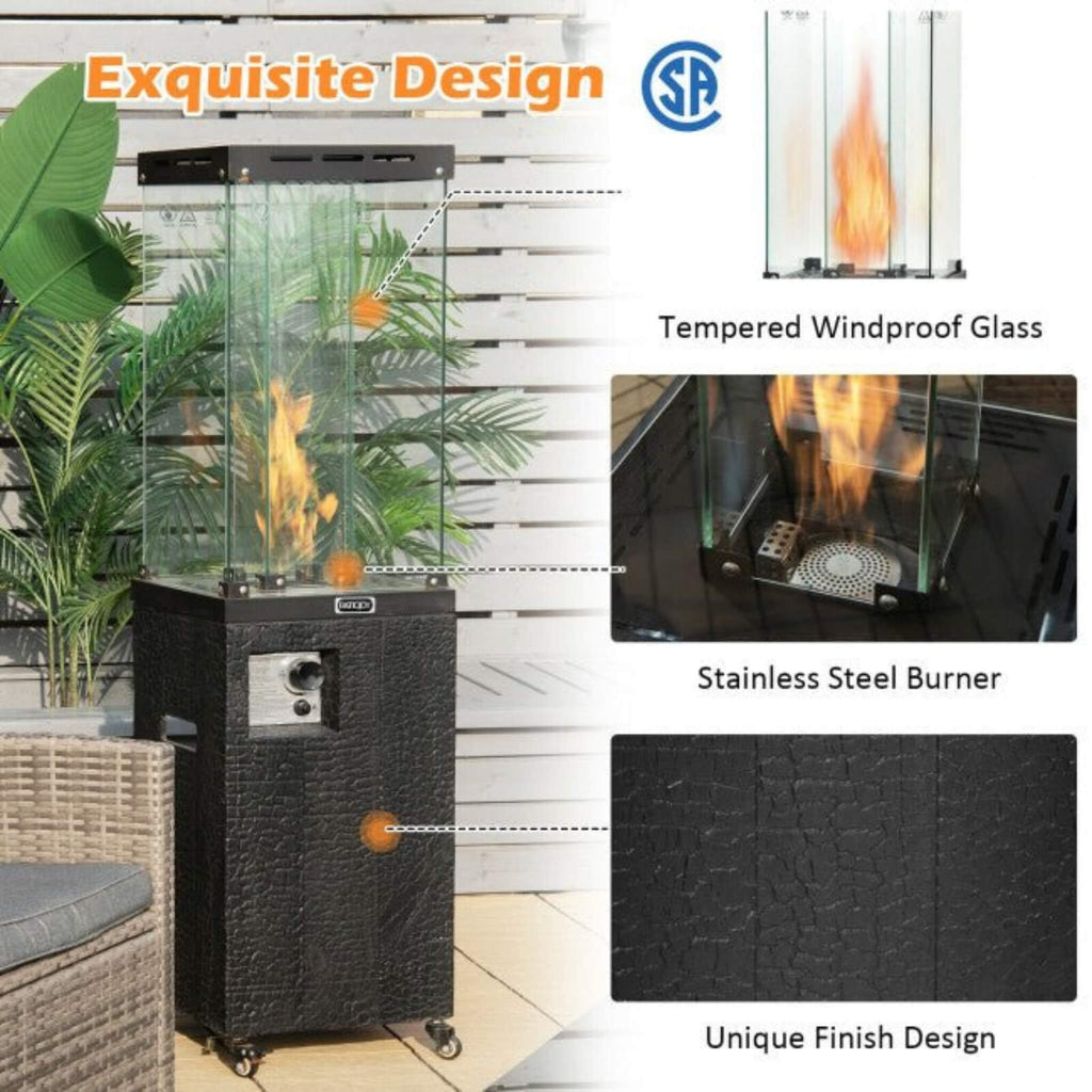 41K BTU Outdoor Propane Gas Patio Heater W/ Lockable Wheels (SAK98052) - Saksby Wholesale - Exquisite Design