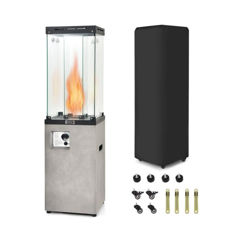 41K BTU Outdoor Propane Gas Patio Heater W/ Lockable Wheels (SAK98052) - Saksby Wholesale - Gray Color