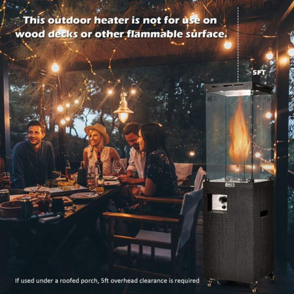 41K BTU Outdoor Propane Gas Patio Heater W/ Lockable Wheels (SAK98052) - Saksby Wholesale - Not Use On Wood Decks