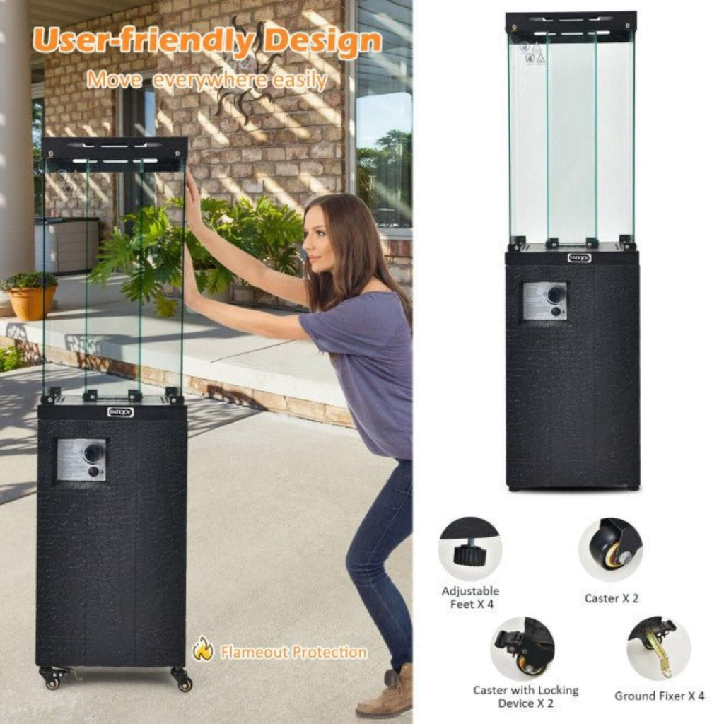 41K BTU Outdoor Propane Gas Patio Heater W/ Lockable Wheels (SAK98052) - Saksby Wholesale - User-Friendly Design