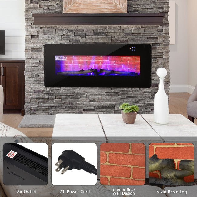 42" Electric Wall Mounted Freestanding Standalone Fireplace Heater W/ Remote Control (95786329) - SAKSBY.com -Zoom Parts View