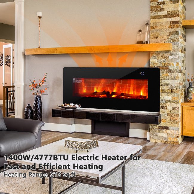 42" Electric Wall Mounted Freestanding Standalone Fireplace Heater W/ Remote Control (95786329) - Demonstration View