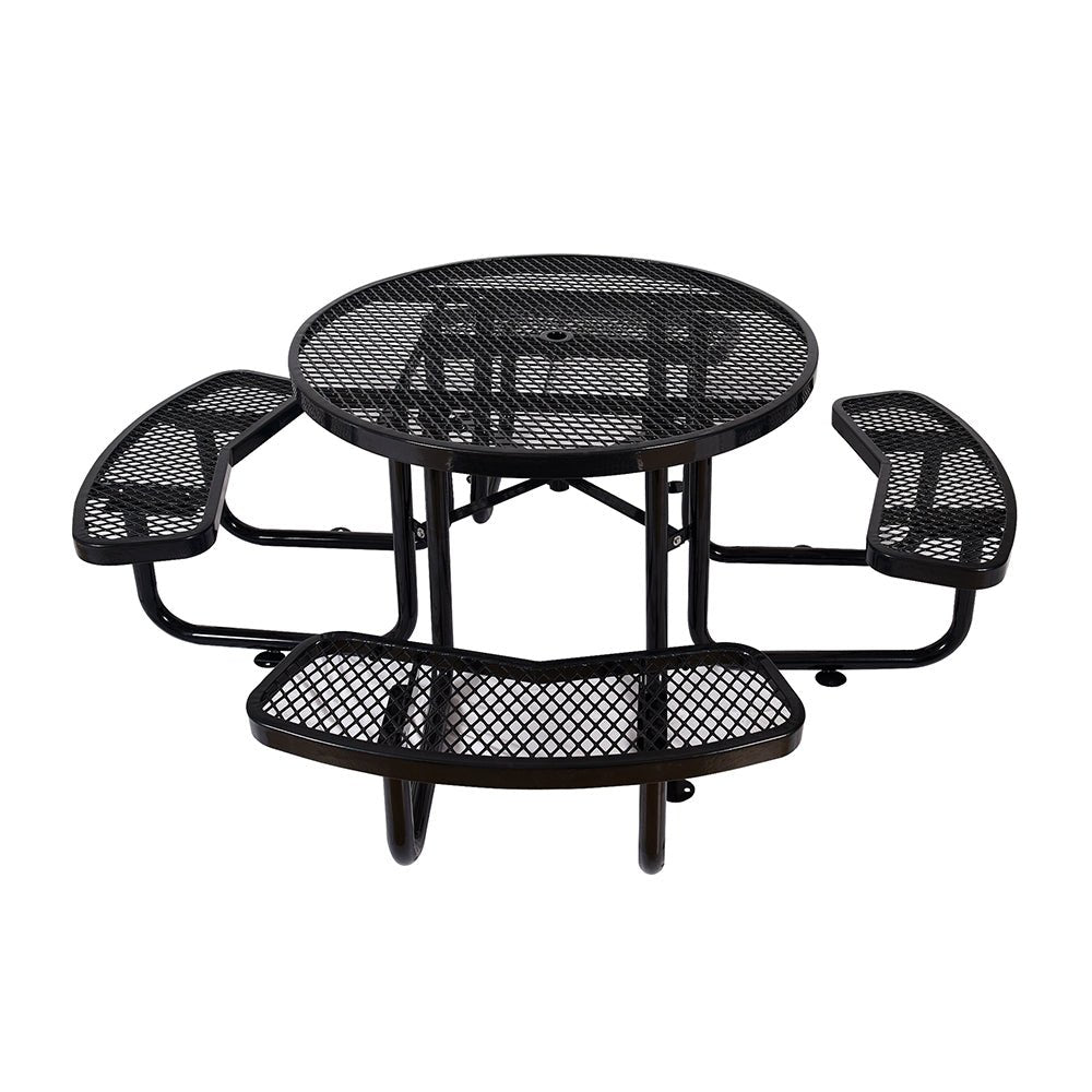 46" Heavy Duty Black Round Outdoor Steel Picnic Table With Umbrella Hole (96428163) - SAKSBY.com - Picnic Tables - SAKSBY.com