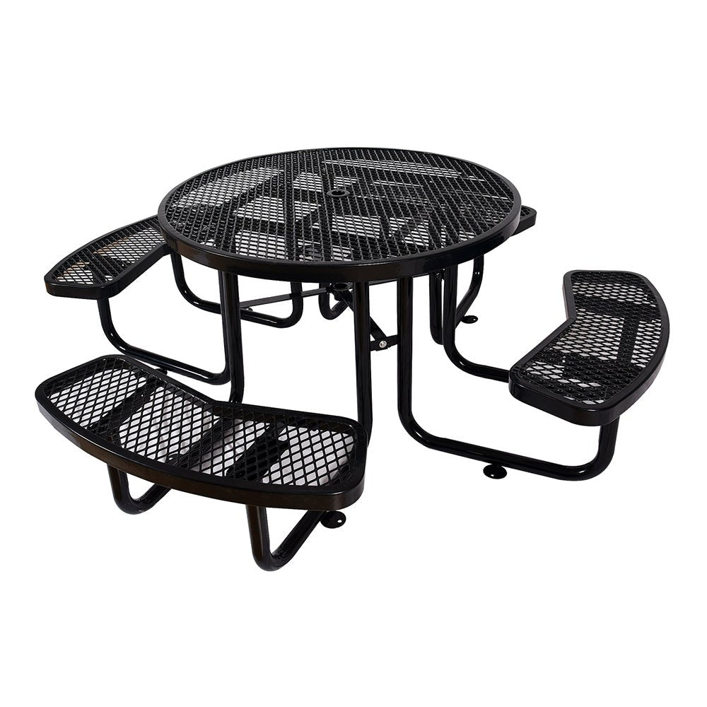 46" Heavy Duty Black Round Outdoor Steel Picnic Table With Umbrella Hole (96428163) - SAKSBY.com - Picnic Tables - SAKSBY.com