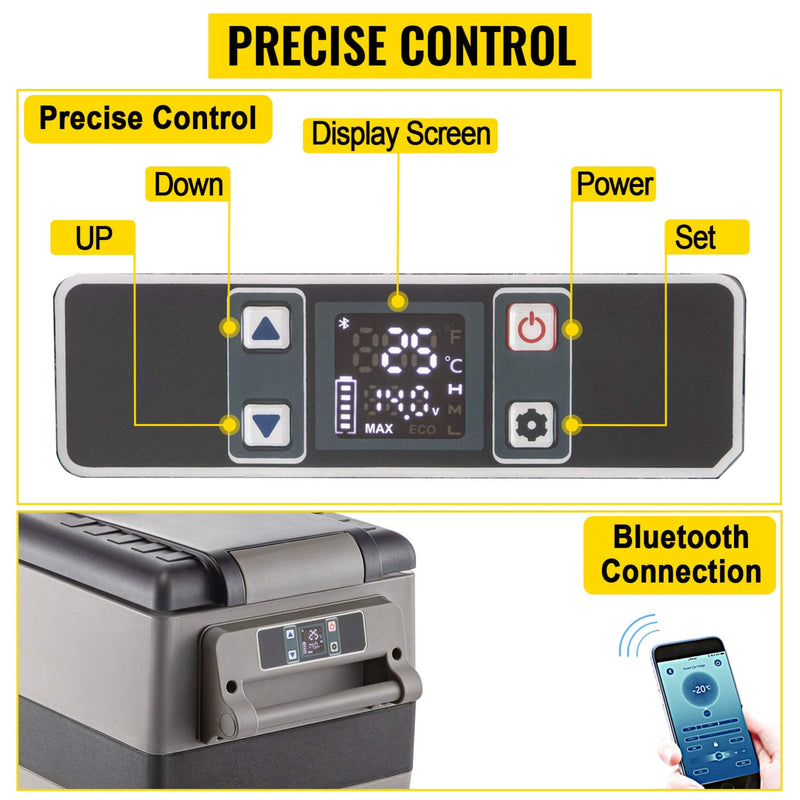 47.5QT MINI PORTABLE COMPACT 12V CAR REFRIGERATOR FREEZER COOLER, 45L (SAK68145) - Saksby Wholesale - Precise Control View
