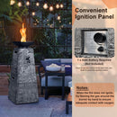 48-Inch Large Outdoor Propane Fire Bowl Column With Cover & Lava Rocks (SAK70938) - Saksby Wholesale - Convenient Ignition Panel