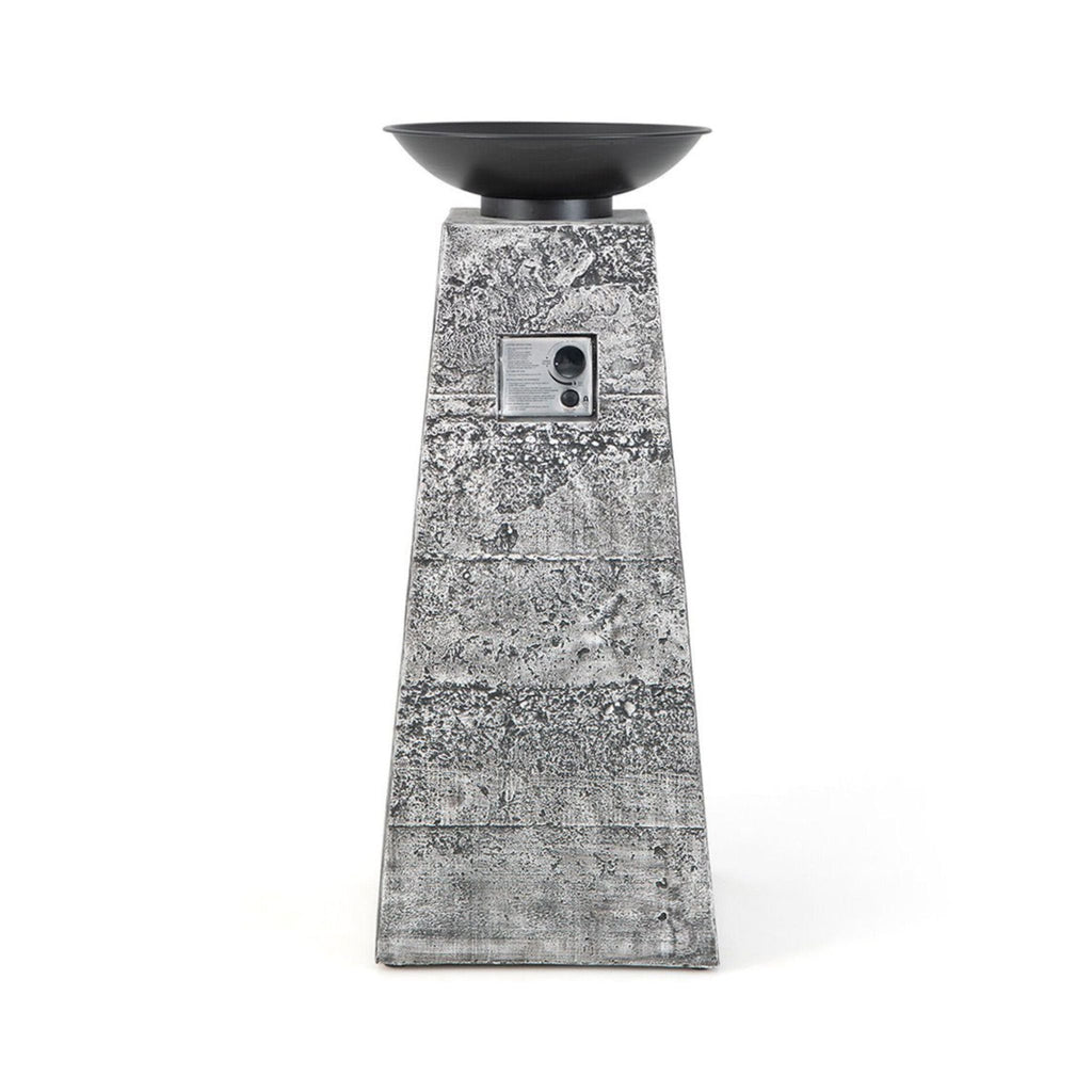 48-Inch Large Outdoor Propane Fire Bowl Column With Cover & Lava Rocks (SAK70938) - Saksby Wholesale - Front View