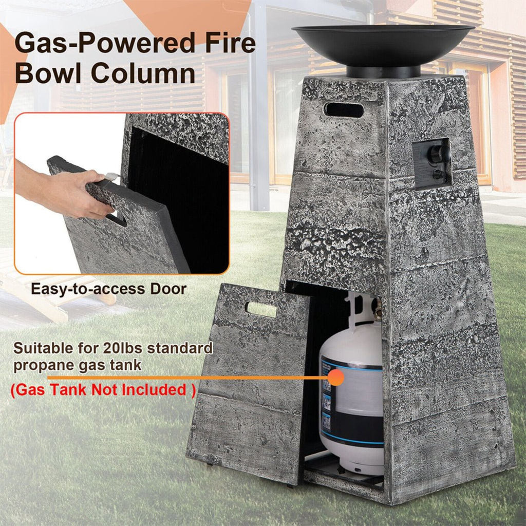 48-Inch Large Outdoor Propane Fire Bowl Column With Cover & Lava Rocks (SAK70938) - Saksby Wholesale - Gas Tank Details