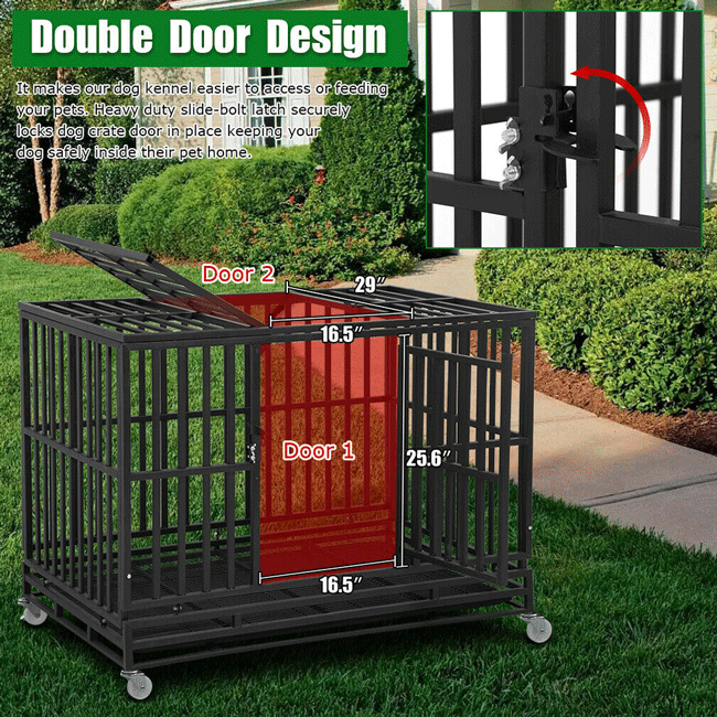 48" Large Heavy Duty Steel Dog Crate Kennel - SAKSBY.com - Pet Carriers & Crates - SAKSBY.com
