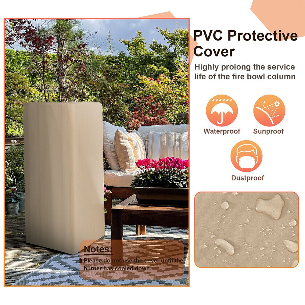 48" Large Outdoor Propane Fire Bowl Column With Cover & Lava Rocks (96173485) - SAKSBY.com - Fire Bowls - SAKSBY.com