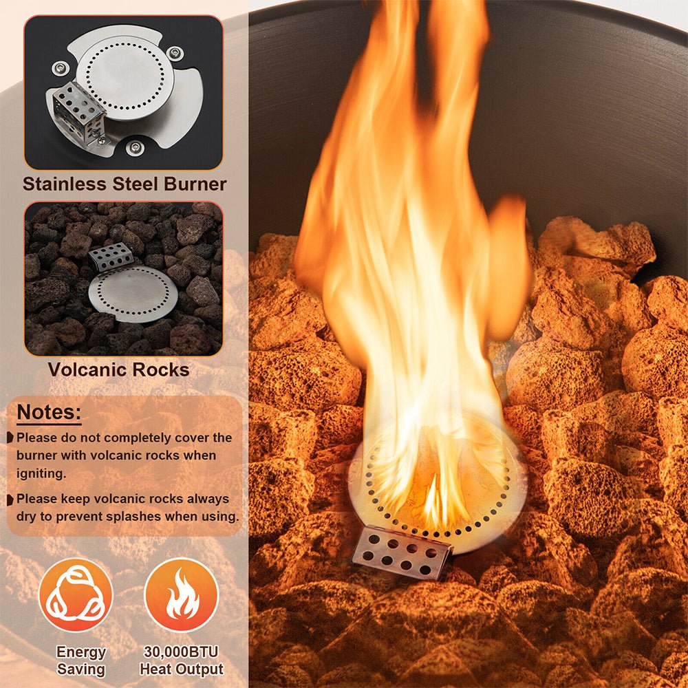 48" Large Outdoor Propane Fire Bowl Column With Cover & Lava Rocks (96173485) - SAKSBY.com - Fire Bowls - SAKSBY.com