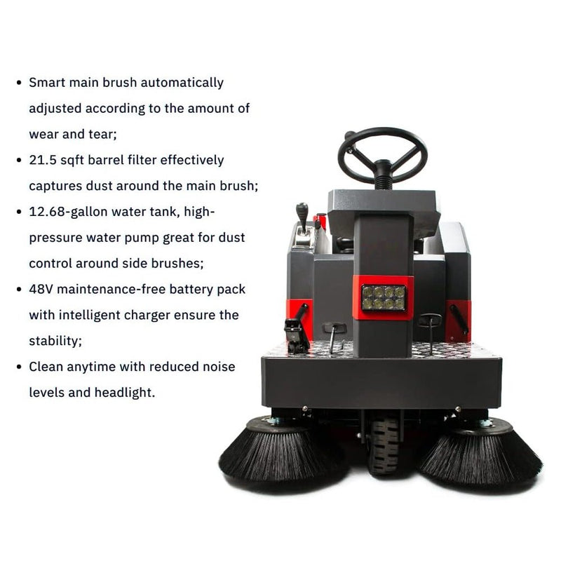 49" Heavy Duty Industrial Ride-On Floor Sweeper With Dust Bin (92718463) - SAKSBY.com - Power Sweepers - SAKSBY.com