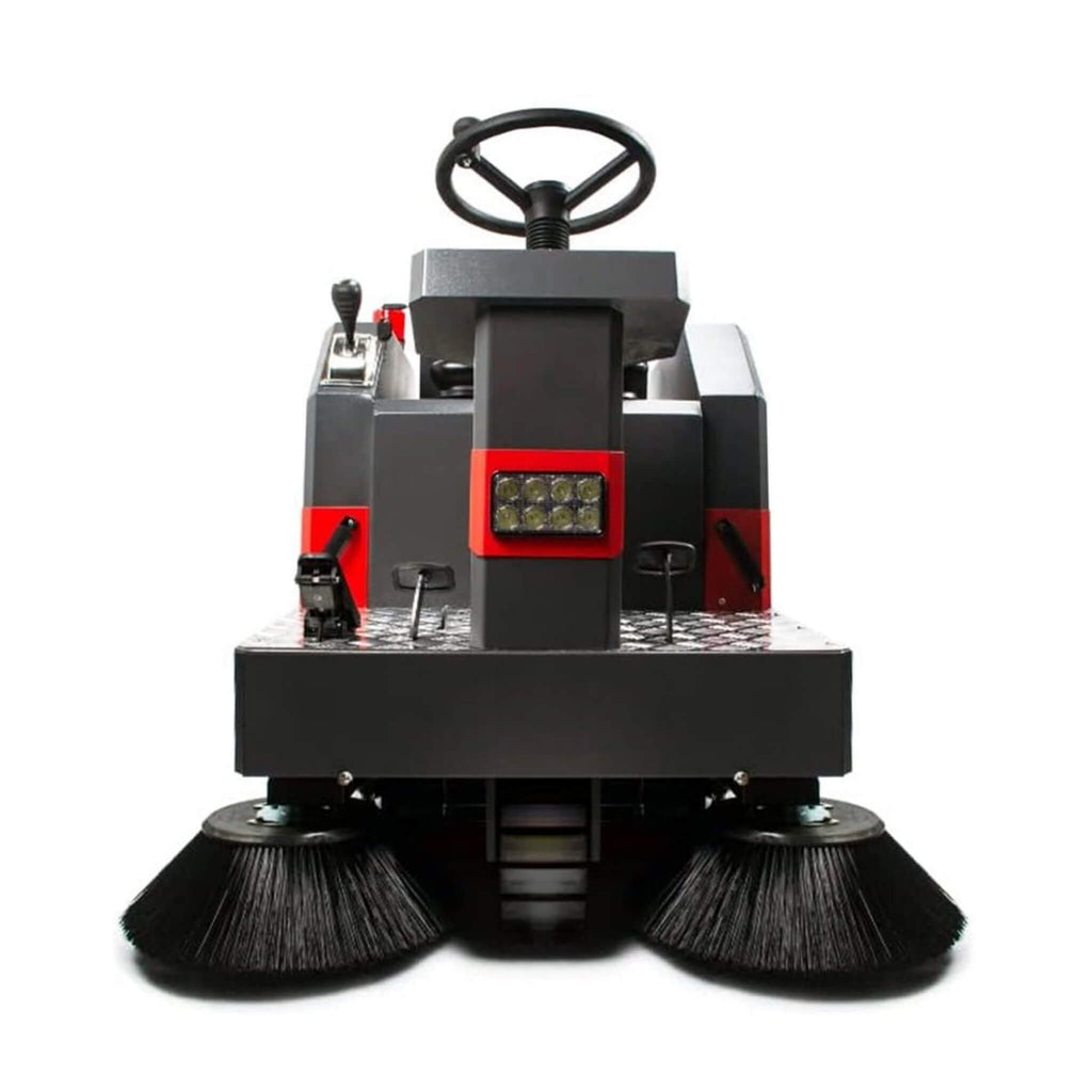 49-Inch Heavy-Duty 1400W Electric Industrial Ride-On Floor Sweeper With Dustbin (SAK18436) - Saksby Wholesale - Front View