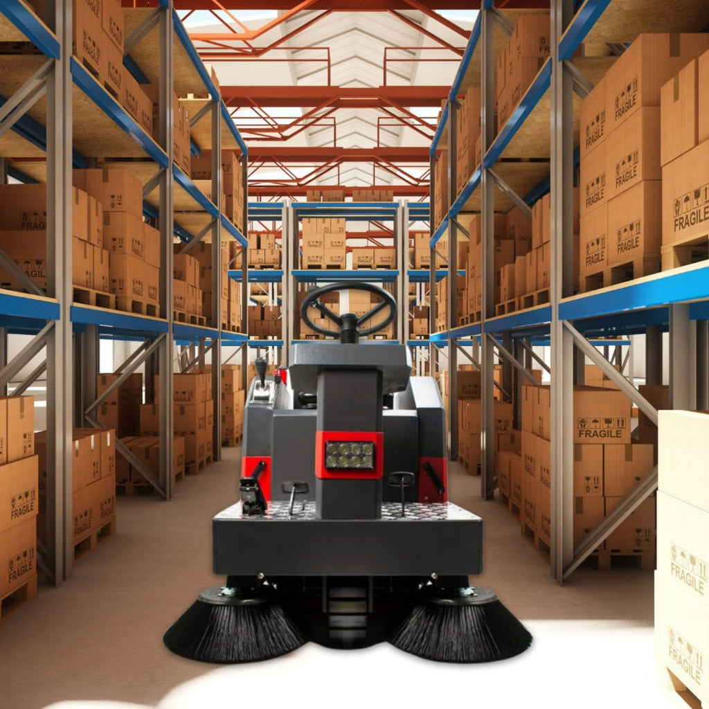 49-Inch Heavy-Duty 1400W Electric Industrial Ride-On Floor Sweeper With Dustbin (SAK18436) - Saksby Wholesale - Lifestyle In Warehouse