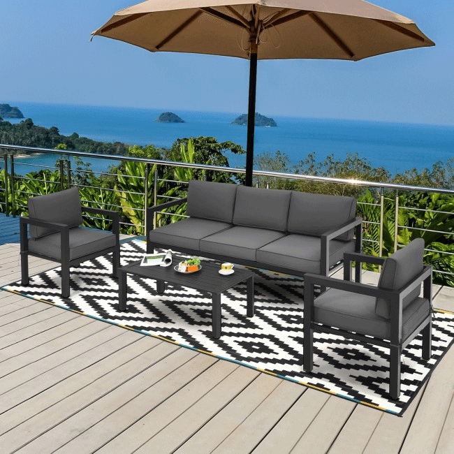 Premium Outdoor Aluminum Furniture Set For Backyard & Poolside, 4PCS - SAKSBY.com - Outdoor Furniture - SAKSBY.com
