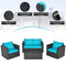 4PC Outdoor Rattan Wicker Patio Furniture Set With Turquoise Cushions (97145368) - SAKSBY.com - Front View