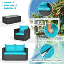 4PC Outdoor Rattan Wicker Patio Furniture Set With Turquoise Cushions (97145368) - SAKSBY.com - Zoom Parts View