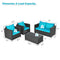 4PC Outdoor Rattan Wicker Patio Furniture Set With Turquoise Cushions (97145368) - Measurement View