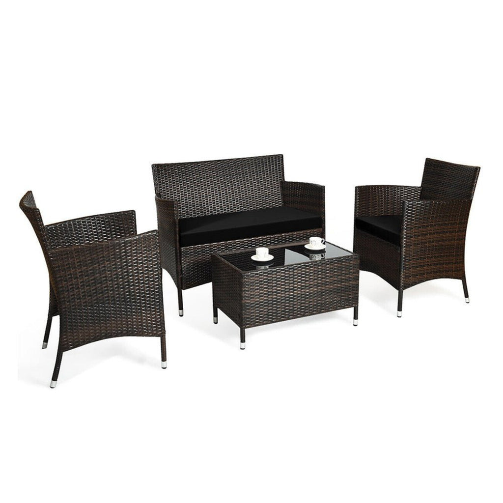 4 PCS Outdoor Rattan Patio Furniture Set With Cushions & Coffee Table (SAK75463) - Saksby Wholesale - Features View