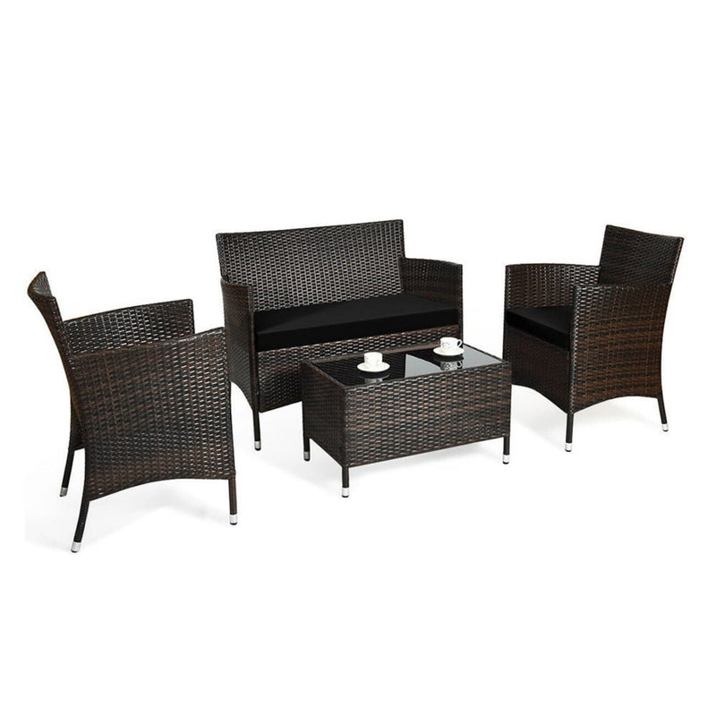 4 PCS Outdoor Rattan Patio Furniture Set With Cushions & Coffee Table (SAK75463) - Saksby Wholesale - Features View