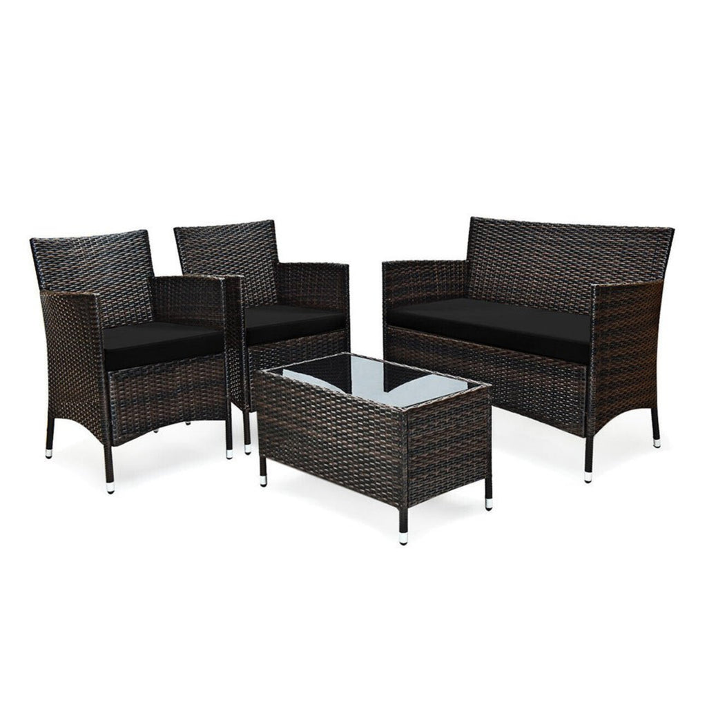 4 PCS Outdoor Rattan Patio Furniture Set With Cushions & Coffee Table (SAK75463) - Saksby Wholesale - Features View
