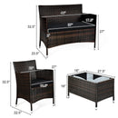 4 PCS Outdoor Rattan Patio Furniture Set With Cushions & Coffee Table (SAK75463) - Saksby Wholesale - Dimension View