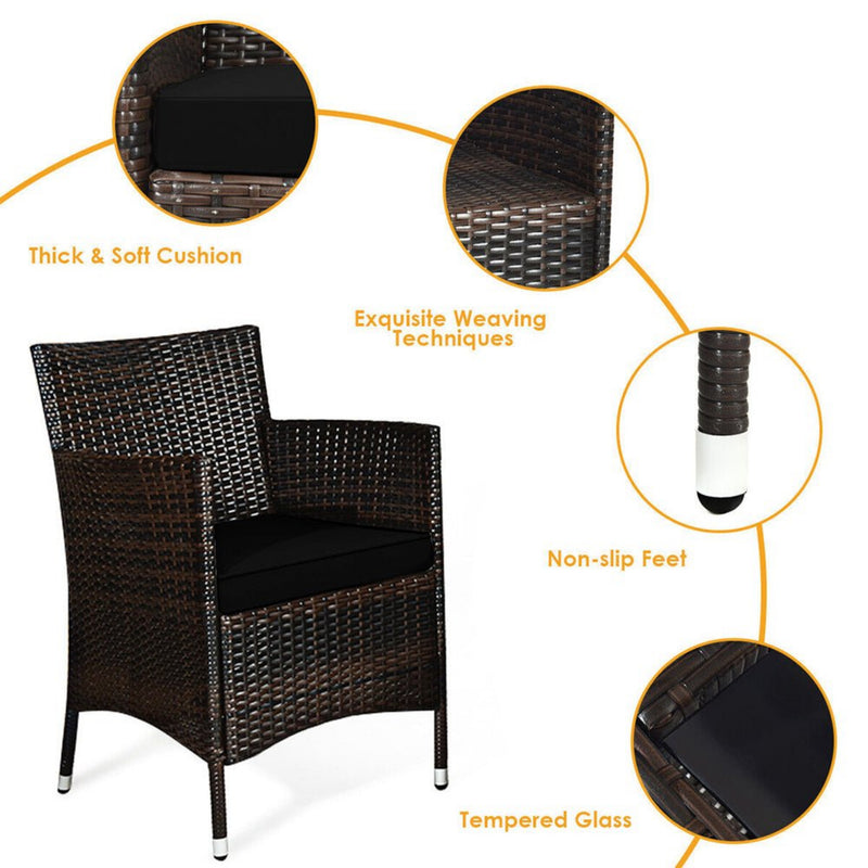 4 PCS Outdoor Rattan Patio Furniture Set With Cushions & Coffee Table (SAK75463) - Saksby Wholesale - Features View