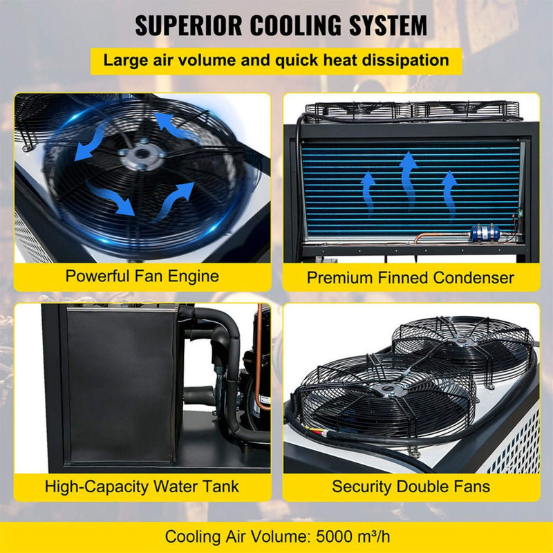 5 Ton Smart Air-Cooled SS Industrial Water Chiller With LCD Display & 53L Water Tank, 5HP (SAK26458) SAKSBY - Cooling System View