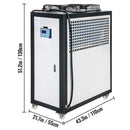 5 Ton Smart Air-Cooled SS Industrial Water Chiller With LCD Display & 53L Water Tank, 5HP (SAK26458) SAKSBY - Dimensions View