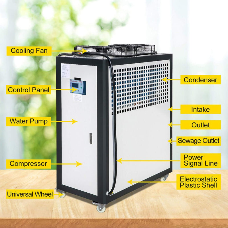 5 Ton Smart Air-Cooled SS Industrial Water Chiller With LCD Display & 53L Water Tank, 5HP (SAK26458) SAKSBY - Parts View