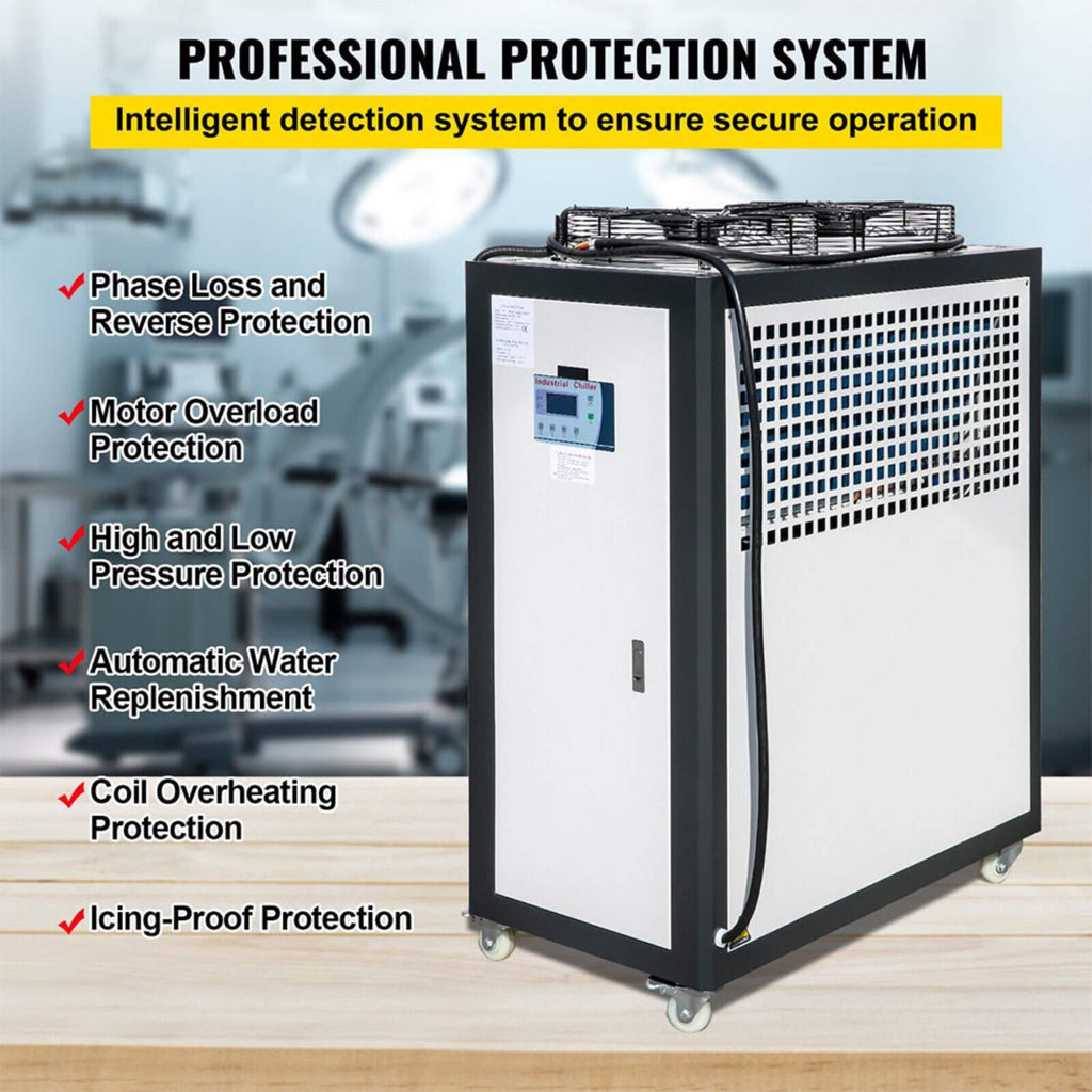 5 Ton Smart Air-Cooled SS Industrial Water Chiller With LCD Display & 53L Water Tank, 5HP (SAK26458) SAKSBY - Protection System View