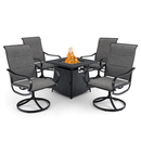 50K BTU Propane Gas Fire Pit Table Set W/ Swivel Chairs, 5PCS - SAKSBY.com - Outdoor Furniture - SAKSBY.com