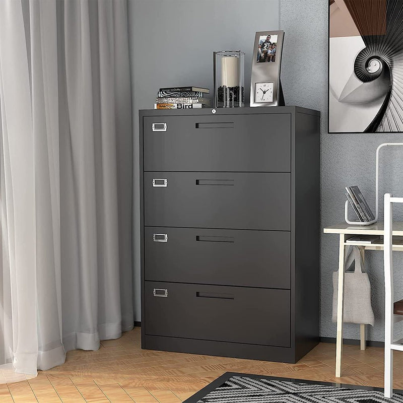 52" Tall 4 Drawer Vertical Metal Office Filing Cabinet With Shelves And Lock, Black (91286075) - SAKSBY.com - Cabinets & Safes - SAKSBY.com
