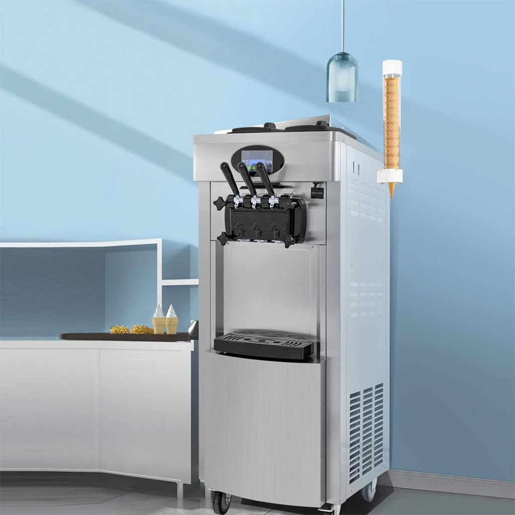 53" Freestanding 3 Flavors Commercial Soft Serve Yogurt Ice Cream Machine Maker With Auto Clean (SAK74031) - Saksby Wholesale - Lifestyle
