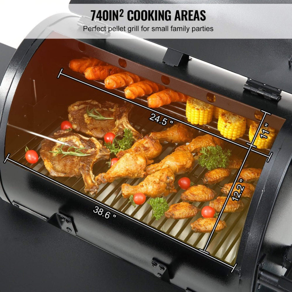 53" Heavy Duty Portable Wood Pellet BBQ Grill With Cart (SAK93641) - SAKSBY Wholesale - Cooking Areas View