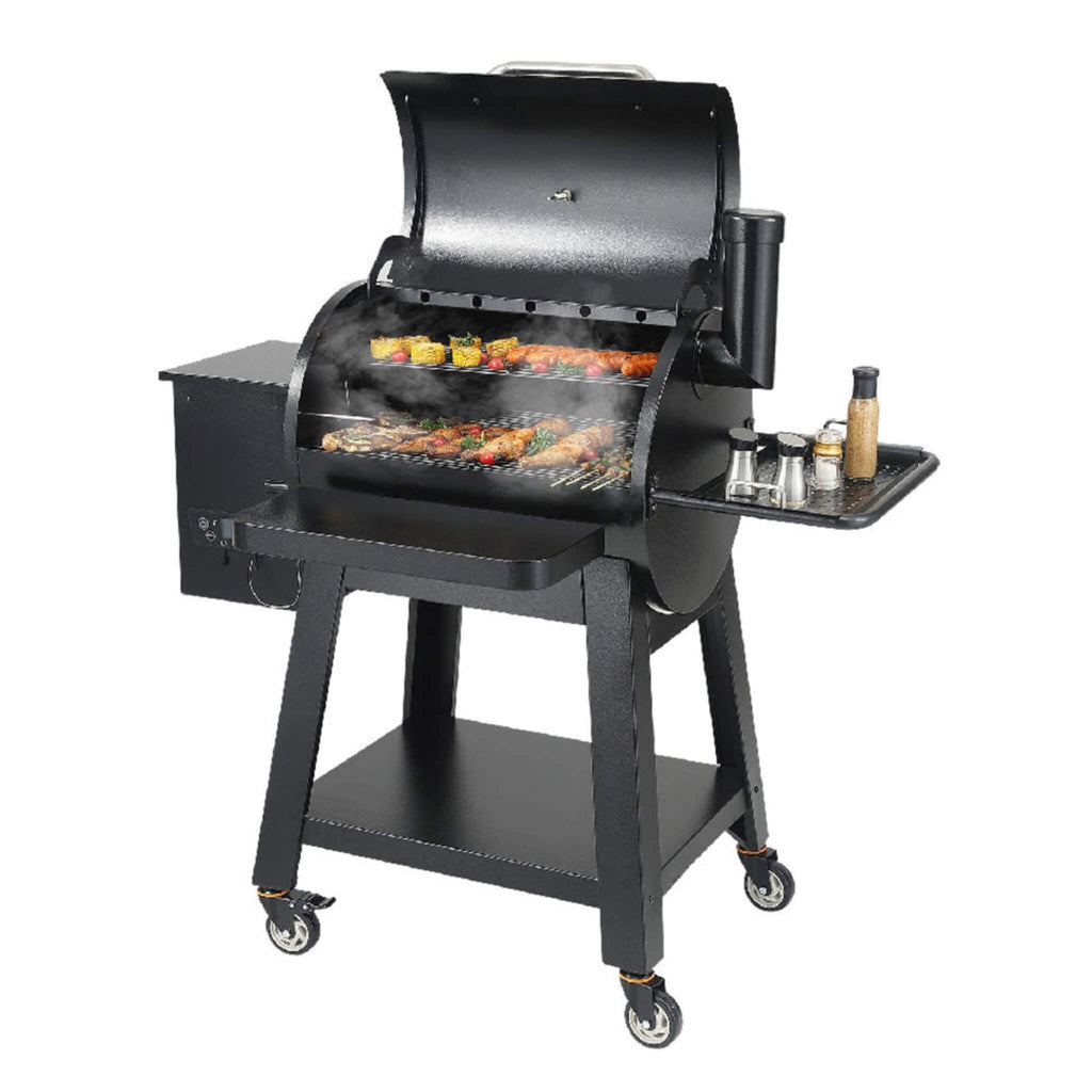 53" Heavy Duty Portable Wood Pellet BBQ Grill With Cart (SAK93641) - SAKSBY Wholesale - Open cover View